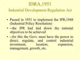 IDA Act and Industrial Licensing