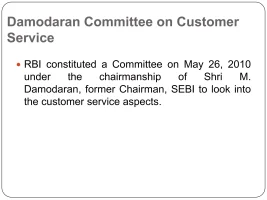 M Damodaran Committee Recommendations on Banking Customer Service