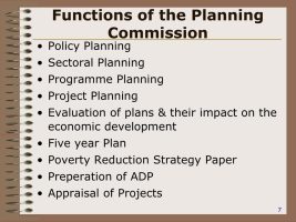 Functions of Planning Commission