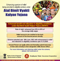 GoI: Benefits to COVID-19 affected workers under Atal Beema Vyakti Kalyan Yojana