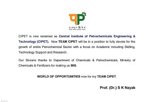 CIPET renamed as Central Institute of Petrochemicals Engineering and Technology