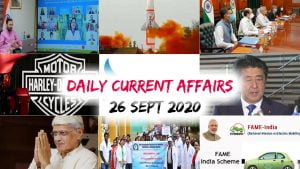 Daily Current Affairs Quiz: September 26, 2020