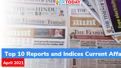 Top 10 Reports and Indices Current Affairs Questions – April, 2021