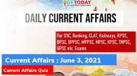 Daily Current Affairs Quiz : June 3, 2021