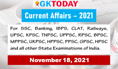 Daily Current Affairs Quiz : November 18, 2021
