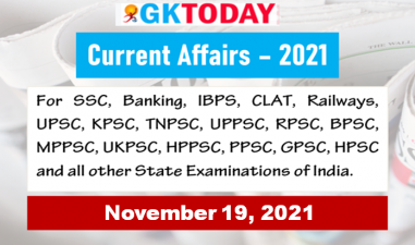 Daily Current Affairs Quiz : November 19, 2021