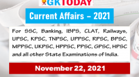 Daily Current Affairs Quiz : November 21-22, 2021