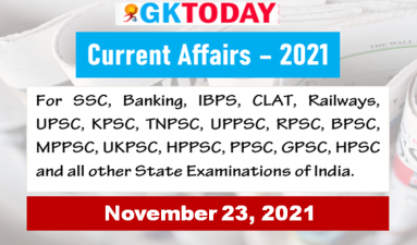 Daily Current Affairs Quiz : November 23, 2021