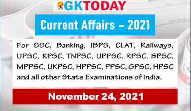 Daily Current Affairs Quiz : November 24, 2021