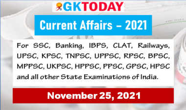 Daily Current Affairs Quiz : November 25, 2021