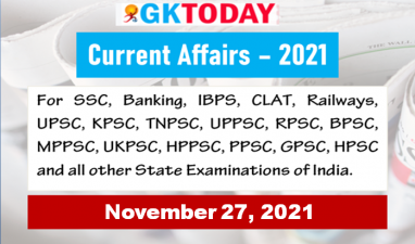 Daily Current Affairs Quiz : November 27, 2021