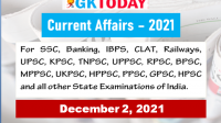 Current Affairs- Today’s Headlines: December 2, 2021