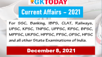 Daily Current Affairs Quiz : December 8, 2021