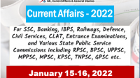 Daily Current Affairs Quiz : January 15-16, 2022