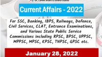 Daily Current Affairs Quiz : January 28, 2022