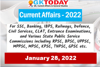 Daily Current Affairs Quiz : January 28, 2022