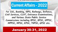 Daily Current Affairs Quiz : January 30-31, 2022