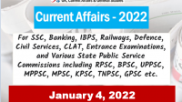 Daily Current Affairs Quiz : January 4, 2022