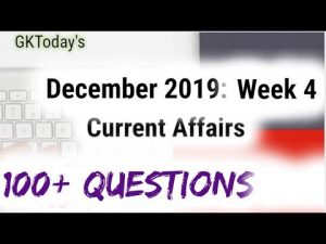 December 2019 Week 4(24-31 December) Current Affairs[English]