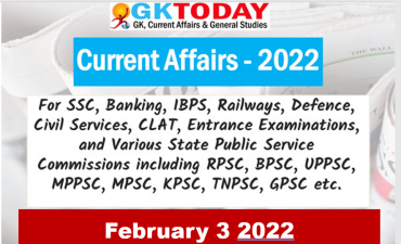 Daily Current Affairs Quiz : February 3, 2022