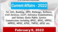Daily Current Affairs Quiz : February 9, 2022