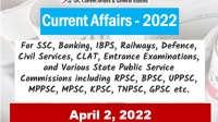 Daily Current Affairs Quiz : April 2, 2022