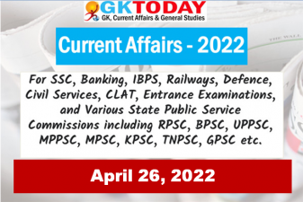 Daily Current Affairs Quiz : April 26, 2022