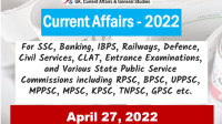 Daily Current Affairs Quiz : April 27, 2022