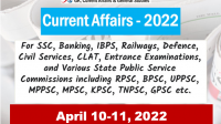 Daily Current Affairs Quiz : April 10-11, 2022