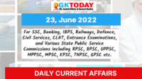 Daily Current Affairs Quiz : June 23, 2022