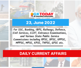 Daily Current Affairs Quiz : June 23, 2022