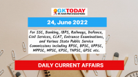 Daily Current Affairs Quiz : June 24, 2022