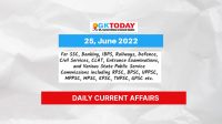 Daily Current Affairs Quiz : June 25, 2022