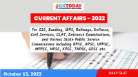 Daily Current Affairs Quiz : October 13, 2022
