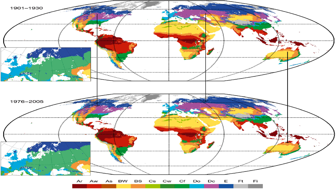 Koppen’s, Thornthwaite’s and Trewartha’s classification of world