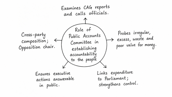 Discuss the role of Public Accounts Committee in establishing accountability of the government to the people. (UPSC 2017)