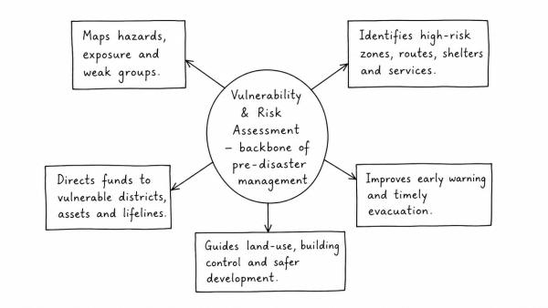How important are vulnerability and risk assessment for pre-disaster management? As an administrator, what are key areas that you would focus on in a Disaster Management System. (UPSC 2013)