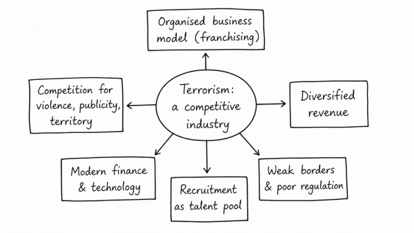 ‘Terrorism is emerging as a competitive industry over the last few decades.’ Analyse the above statement. (UPSC 2016)