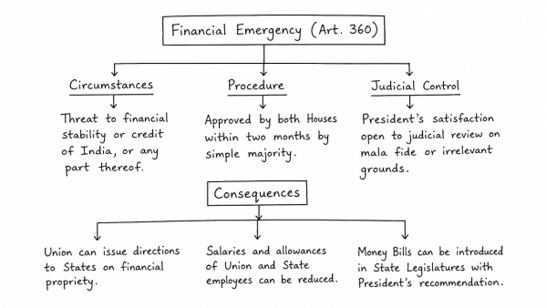Under what circumstances can the Financial Emergency be proclaimed by the President of India? What consequences follow when such a declaration remains in force? (UPSC 2018)