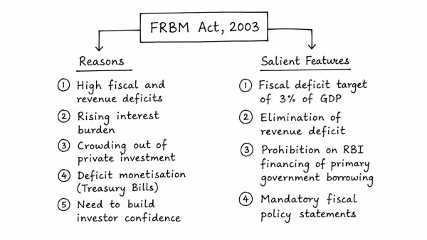 What were the reasons for the introduction of Fiscal Responsibility and Budget Management (FRBM) Act, 2003? Discuss critically its salient features and their effectiveness. (UPSC 2013)