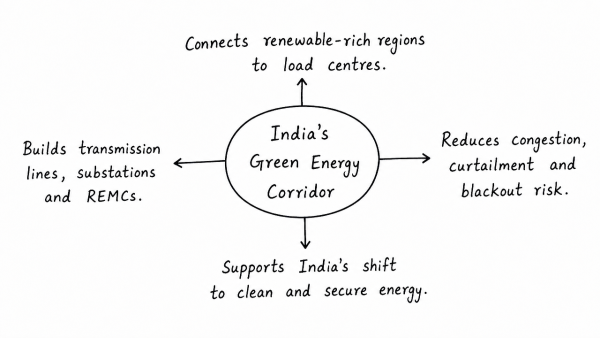 Write a note on India’s green energy corridor to alleviate the problem of conventional energy. (UPSC 2013)