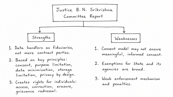 Data security has assumed significant importance in the digitized world due to rising cyber crimes. The Justice B. N. Srikrishna Committee Report addresses issues related to data security. What, in your view, are the strengths and weaknesses of the Report relating to protection of personal data in cyber space? (UPSC 2018)