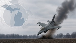 मिशिगन में F-16 हादसा, पायलट सुरक्षित निकला