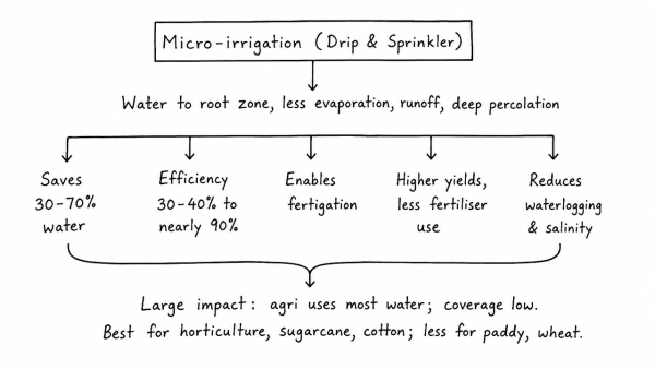 How and to what extent would micro-irrigation help in solving India’s water crisis? (UPSC 2021)