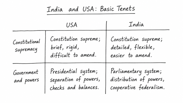 India and USA are two large democracies. Examine the basic tenets on which the two political systems are based. (UPSC 2018)