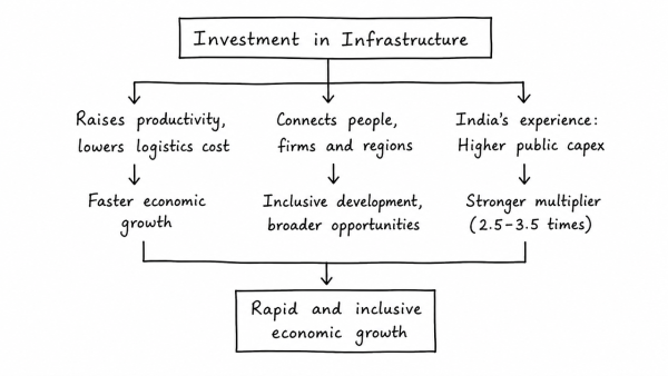 “Investment in infrastructure is essential for more rapid and inclusive economic growth.” Discuss in the light of India’s experience. (UPSC 2021)