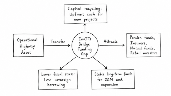 Taking example of Infrastructure Investment Trusts (InvITs), analyse how innovative asset-monetization instruments can resolve long-term funding bottlenecks in India’s highway sector.