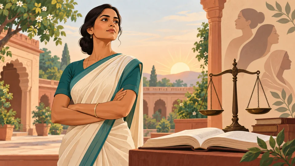 Conceptual illustration of women’s rights and legal protection in India